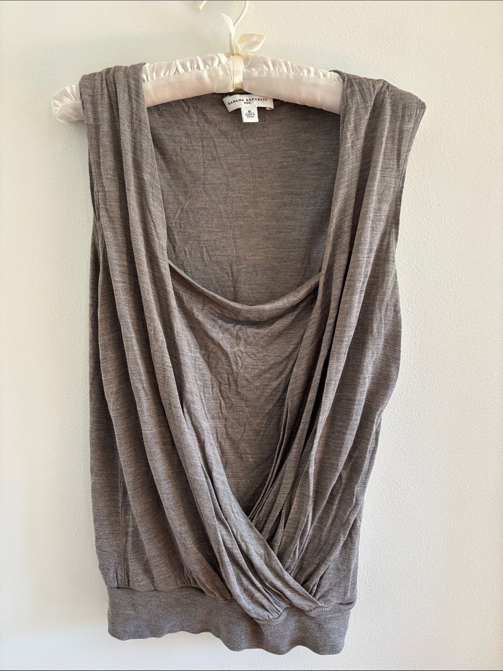 Banana Republic Gray Draped Cowl Neck Sleeveless Top